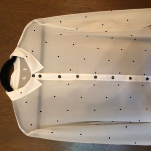 Sheer White Black Sequin Button Down